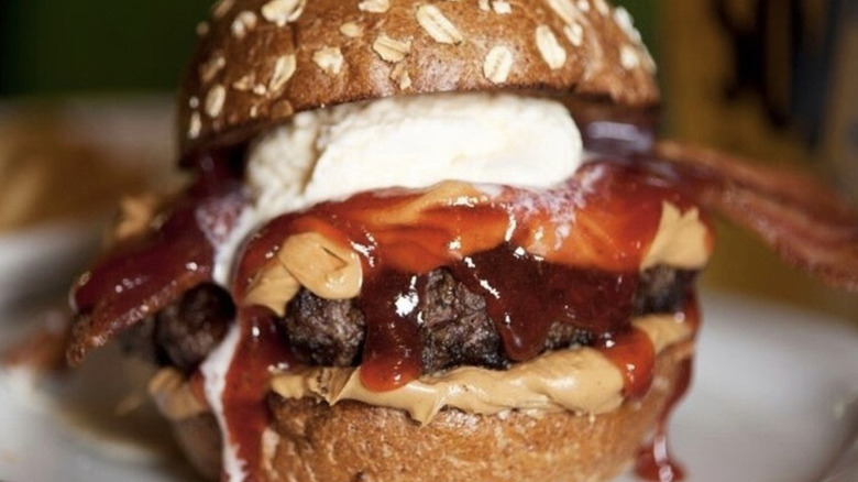 Close-up of Slater's burger