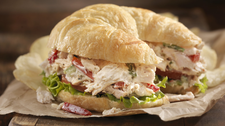 Turkey salad on a croissant