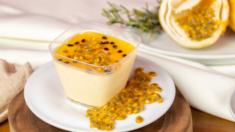 Passionfruit mousse in clear cup