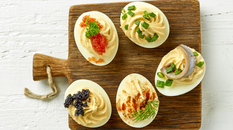 variety of deviled eggs