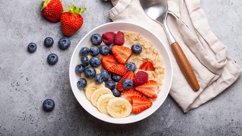 oatmeal with fruit in bowl