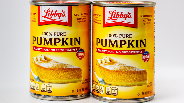 Two cans of canned pumpkin