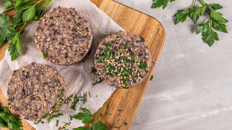 raw black bean burger patties