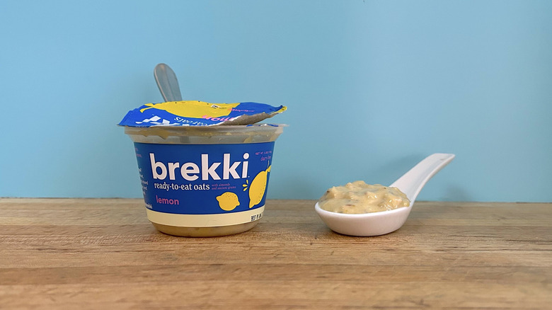 Brekki's Ready-To-Eat Oats Lemon bowl with spoon