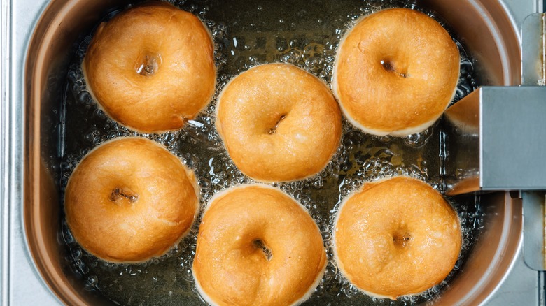 donuts frying in oil