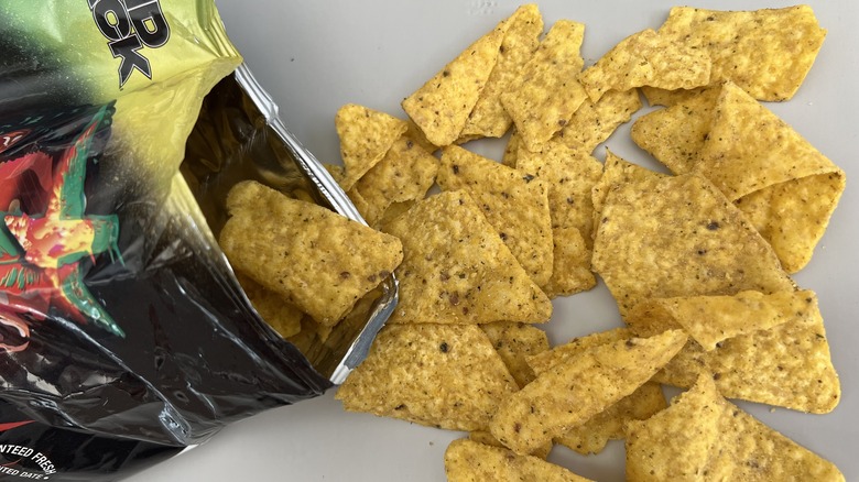 open bag of Doritos Spicy Pineapple Jalapeno