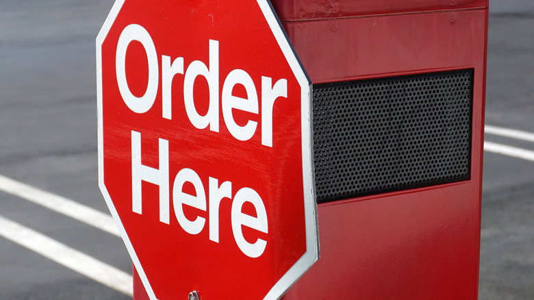 Red drive-thru speaker 