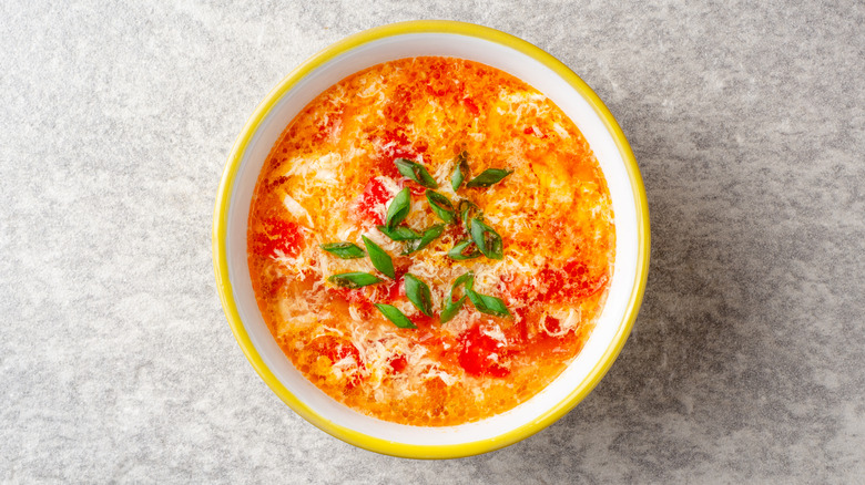 Egg drop soup in a bowl