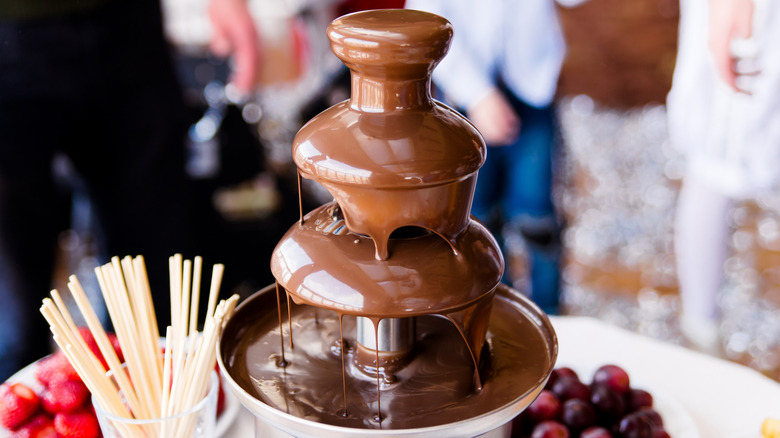 A chocolate fountain