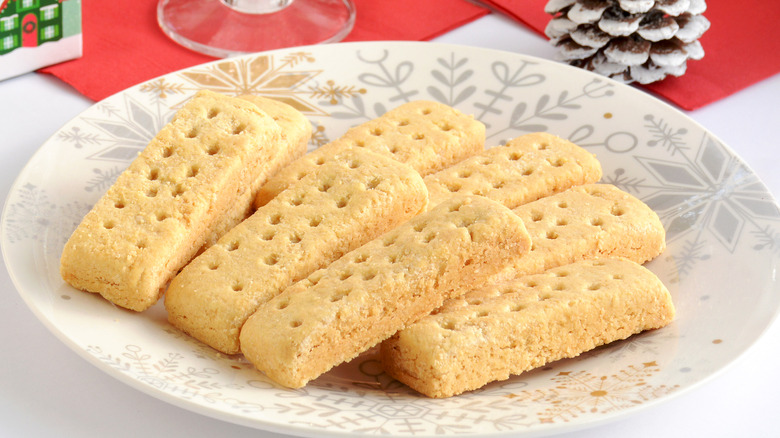 Scottish shortbread on festive snowflake plate