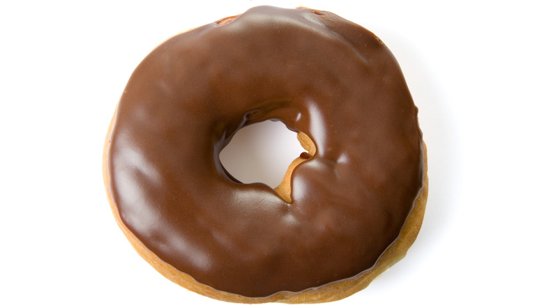 chocolate donut on white background