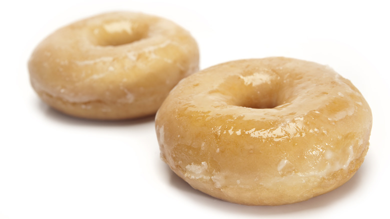 glazed donuts on white background