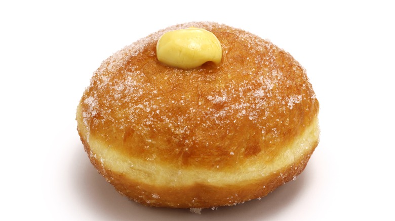 sugared donut yellow cream topping