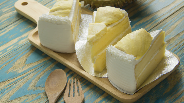 Slices of durian cake