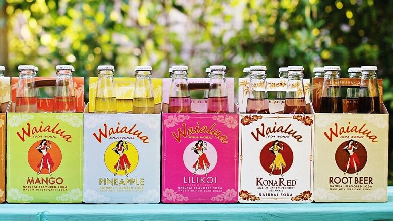 Assorted bottles of Waialua soda