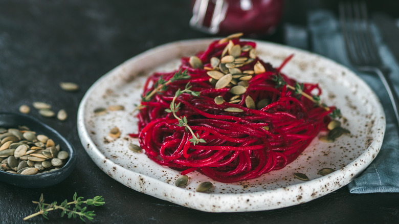 Vibrant beetroot spaghetti 