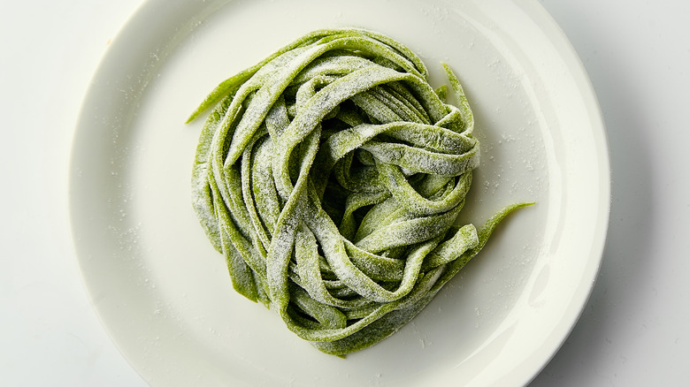 Fresh green fettuccini