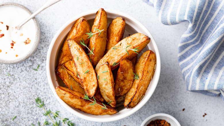 Wedge fries in a bowl