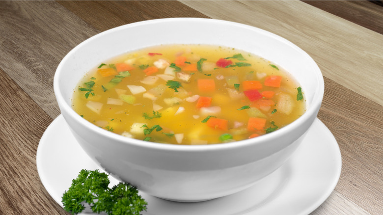 broth soup with cut up vegetables