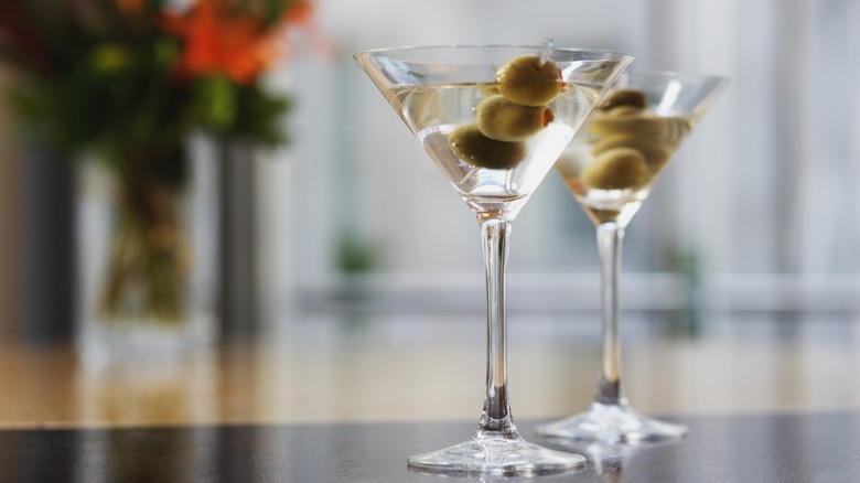 Two olive martinis