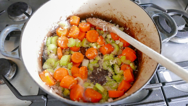 vegetables in white pan