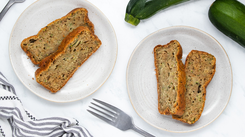 easy classic zucchini bread on plates 
