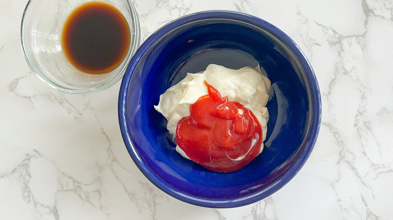 ketchup and mayo in bowl