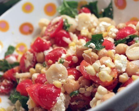 Easy Corn Salad with Feta, Tomatoes, and Basil Recipe