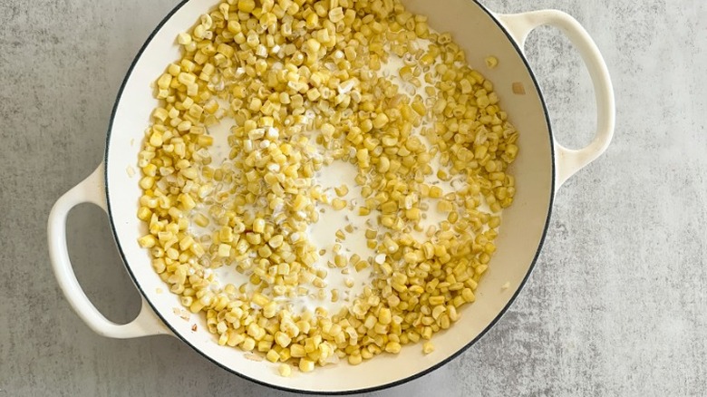 cream and corn in pot