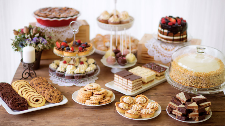 Dessert table with baked goods