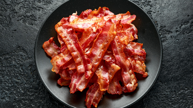 bacon pieces on a plate