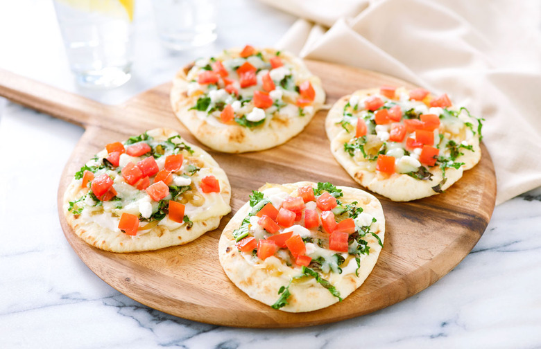 Mini Naan Cheese, Tomato, and Kale Pizza