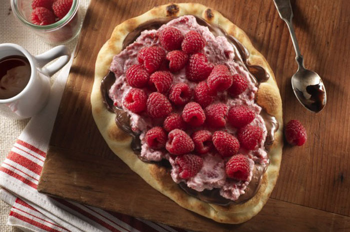 Raspberry Nutella Naan Pizza