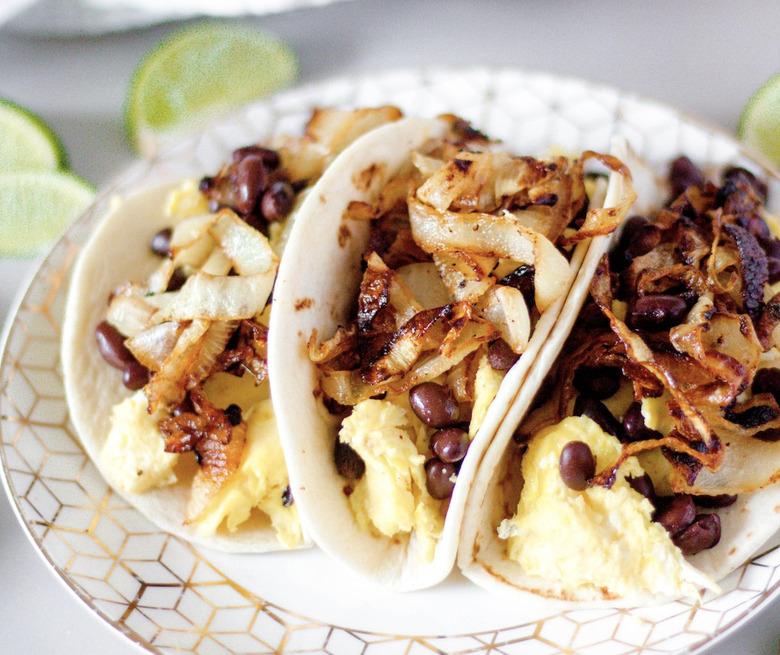 Sweet Chili Caramelized Onion Breakfast Tacos