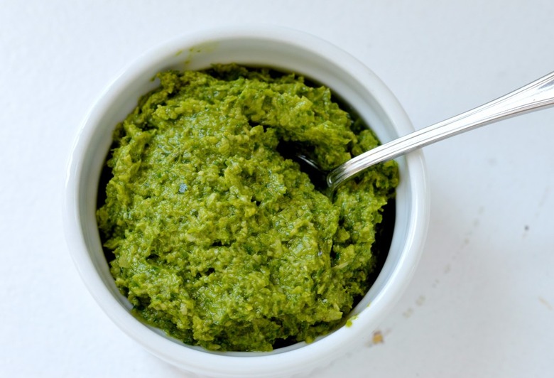 Green Garlic and Basil Pesto