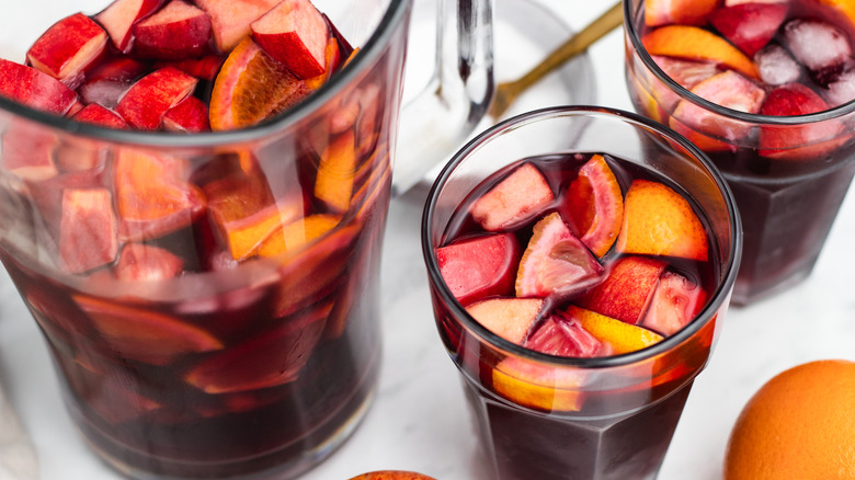 sangria in pitcher and glasses