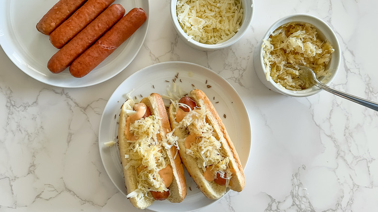 assembling reuben brats