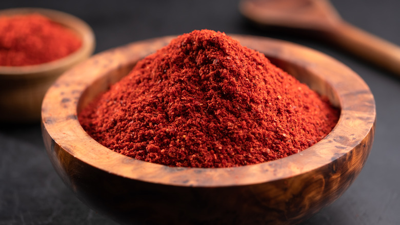 Paprika in wooden bowl