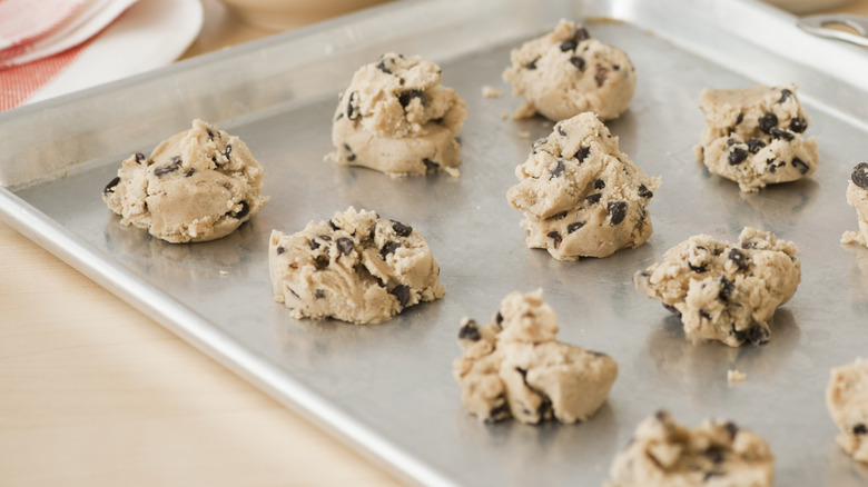 Cookie dough on a tray