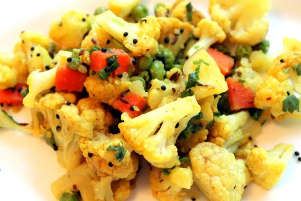 Indian Cauliflower "Sabji" with Peas and Carrots