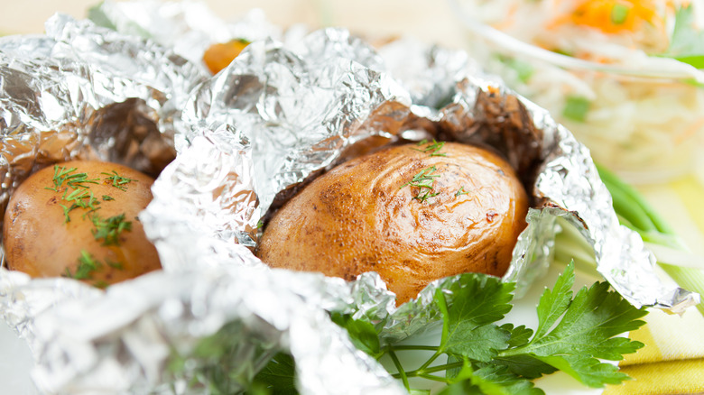 baked potatoes in foil