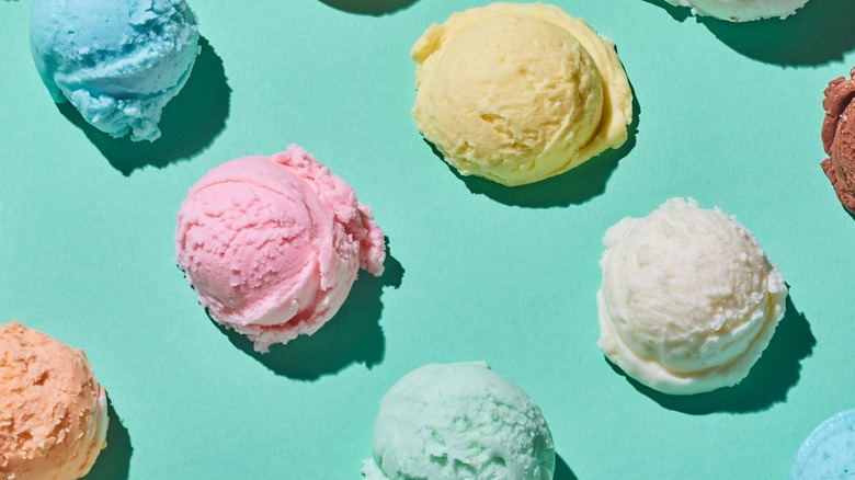 scoops of colorful ice cream 