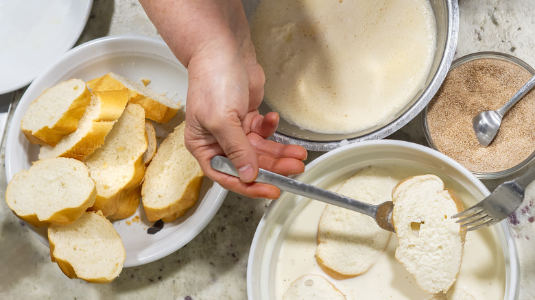 Person making French toast