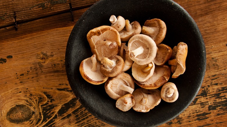 Bowl of shitake mushrooms