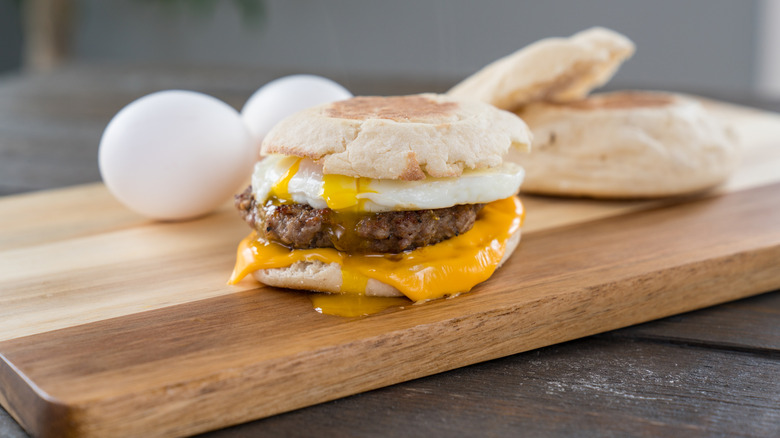 Sausage patty breakfast sandwich