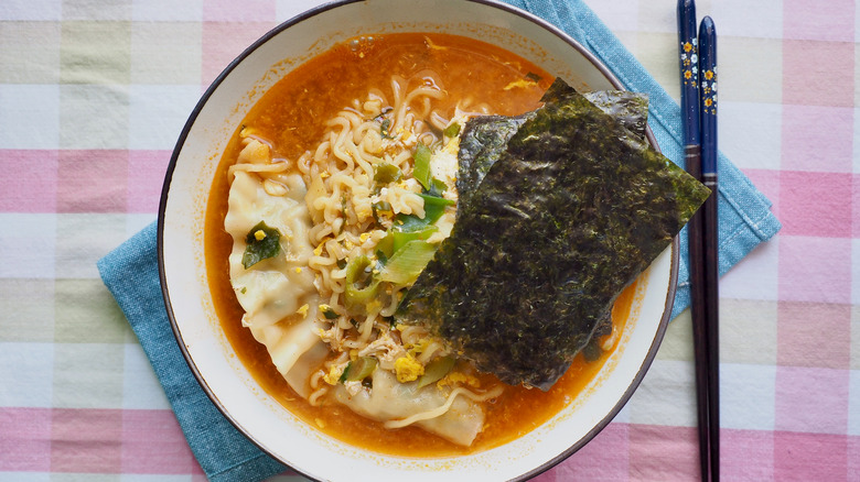 Korean instant ramen with toppings