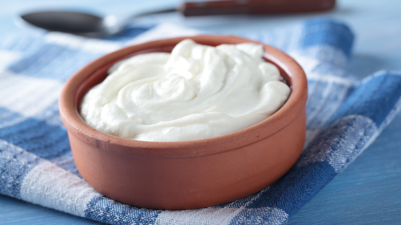 plain Greek yogurt in bowl