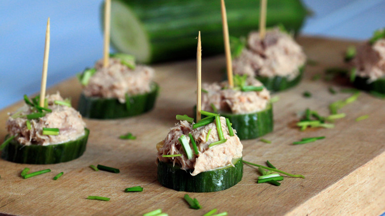 Tuna salad cucumber bites