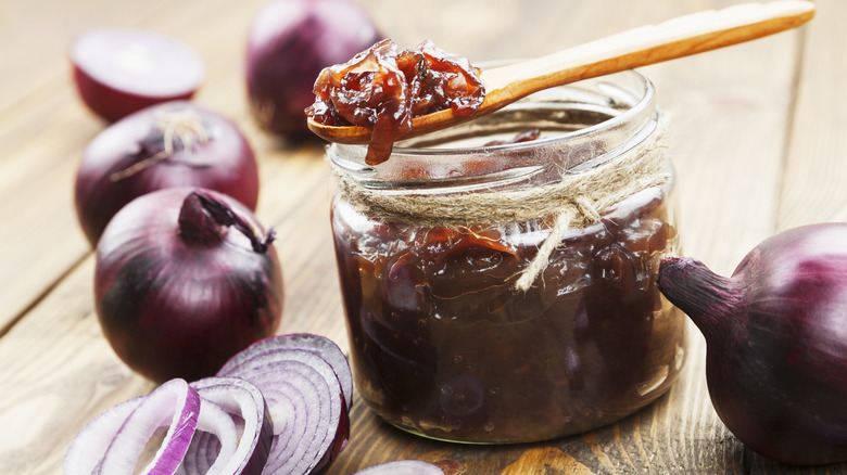 jar of red onion jam