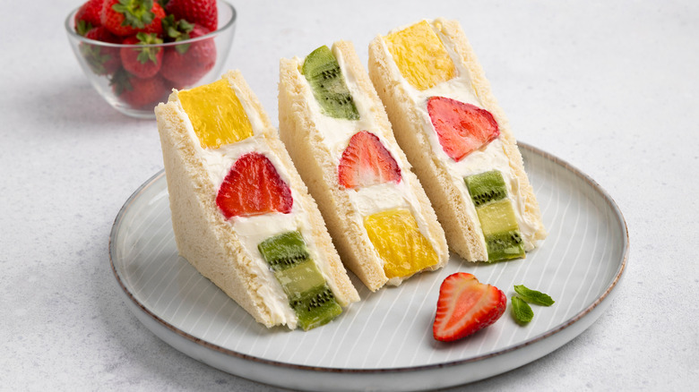 Japanese fruit bread on a plate